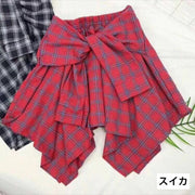 スカート レディース 女性用 ミニ丈 ひざ上丈 イレヘムスカート シャツ風 チェック柄 カジュアル おしゃれ ウエストゴム 普段使い おでかけ ボトムス