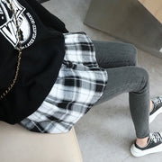 付け裾 つけ裾 フェイクレイヤードシャツ レディース 女性 サイドスリット ウエストゴム ラウンドヘム チェック 無地 単色 シンプル 重ね着風 体型カバー カジュアル おしゃれ かわいい