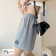 ショートパンツ レディース ボトムス 半ズボン 無地 ロゴ ウエストゴム 定番 おしゃれ 可愛い カジュアル シンプル 部屋着 ヨガ トレーニング お出かけ デイリー 女の子 女性用 婦人用