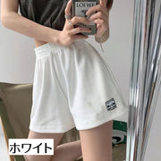 ショートパンツ レディース ボトムス 半ズボン 無地 ロゴ ウエストゴム 定番 おしゃれ 可愛い カジュアル シンプル 部屋着 ヨガ トレーニング お出かけ デイリー 女の子 女性用 婦人用