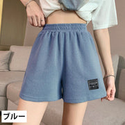 ショートパンツ レディース ボトムス 半ズボン 無地 ロゴ ウエストゴム 定番 おしゃれ 可愛い カジュアル シンプル 部屋着 ヨガ トレーニング お出かけ デイリー 女の子 女性用 婦人用