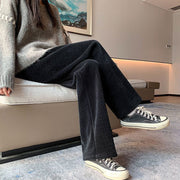 ロングパンツ ワイドパンツ 長ズボン レディース 女性 婦人 裏起毛 シンプル ベーシック ブラック 黒
