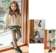 スカッツ スカート付きレギンス 裏起毛 暖かい 子供 女の子 キッズ フリルスカート レギンス付きスカート ミニスカート 9分丈 レギパン レギンスパンツ シンプル ひらひら かわいい ガーリー ボトムス こども服 子ども服