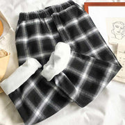 ロングパンツ ワイドパンツ 裏起毛 裏ボア 大きいサイズ レディース 女性 婦人 ボトムス あったか 防寒 長ズボン ウエストゴム ゆったり ラフ チェック 格子柄 カジュアル 着回し ヘビロテ かわいい おしゃれ 暖かい ふわふわ 秋 冬 黒 白