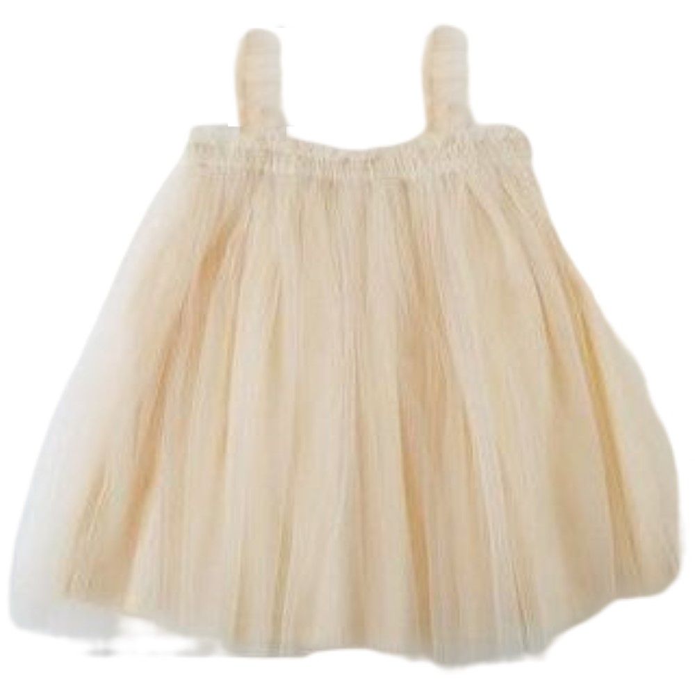 ふわふわワンピース ワンピースドレス チュール 子供 子供服 キッズ ベージュ バリエーション画像