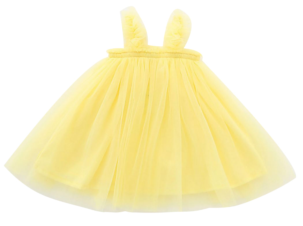 ふわふわワンピース ワンピースドレス チュール 子供 子供服 キッズ イエロー バリエーション画像