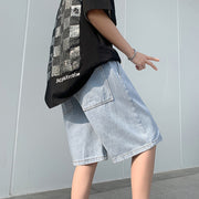 ハーフパンツ メンズ 大きいサイズ デニム ジーンズ ジーパン ゆったり ストレート ワイド 薄手 無地 シンプル カジュアル