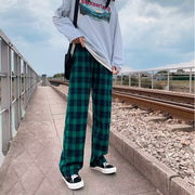 ロングパンツ ワイドパンツ レディースファッション 女性用 ボトムス 長ズボン カジュアル ストレート ハイウエスト ウエストゴム フリーサイズ チェック イージーパンツ おしゃれ