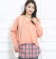 付け裾 つけ裾 フェイクレイヤードシャツ レディース 女性 テールカット ウエストゴム スカート チェック柄 ピンク ボタン 重ね着風 体型カバー カジュアル かわいい おしゃれ デイリー 普段使い お出かけ XL L