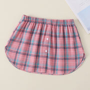 付け裾 つけ裾 フェイクレイヤードシャツ レディース 女性 テールカット ウエストゴム スカート チェック柄 ピンク ボタン 重ね着風 体型カバー カジュアル かわいい おしゃれ デイリー 普段使い お出かけ XL L