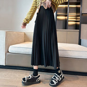 ロングスカート プリーツスカート レディース 女性 婦人 ボトムス スカート 大きいサイズ ゆったり 膝下丈 Aライン フレア プリーツ 単色 無地 ウエストゴム シンプル ベーシック 着回し おしゃれ 定番 ひらひら かわいい ガーリー 上品 きれいめ お出かけ 通勤 黒 カーキ 茶 ベージュ