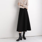 スカート ロングスカート Aライン レディース 女性 ボトムス ミモレ丈 ハイウエスト 大きいサイズあり 無地 単色 シンプル おしゃれ 春服 秋服 夏服 薄手 冬服 ブラック 黒 フレア 体系カバー ガーリー 大人女子 着回し力抜群 仕事 普段着 10代 20代 30代 40代 50代 60代