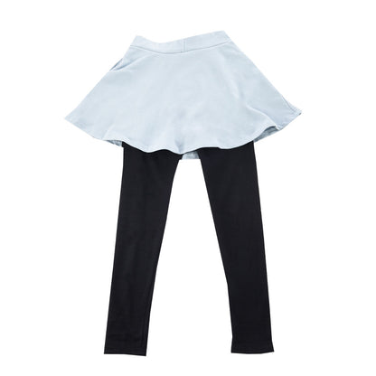 10分丈スカッツ スカート付きレギンスパンツ レギパン フレアスカート ミニスカート 子供服 サックス バリエーション画像