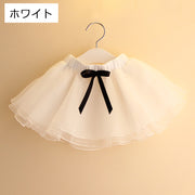 スカート 子供服 子ども用 キッズ ベビー 女の子 シフォン チュール ミニ丈 チュチュ風 リボン 透け感 おしゃれ かわいい キュート ガーリー ふんわり お出かけ デイリー ボトムス 女子 女児