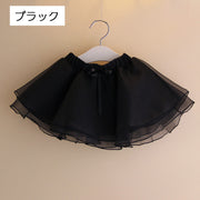 スカート 子供服 子ども用 キッズ ベビー 女の子 シフォン チュール ミニ丈 チュチュ風 リボン 透け感 おしゃれ かわいい キュート ガーリー ふんわり お出かけ デイリー ボトムス 女子 女児