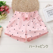 ショートパンツ 女の子 キッズ 子ども ボトムス 半ズボン 短パン ショート丈 カラフル ウエストゴム ハート ドット リボン カジュアル かわいい カワイイ 涼しい 春夏