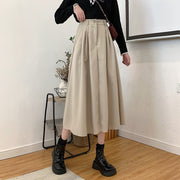 フレアスカート ロングスカート レディース 女性 ボトムス ミモレ丈 前ボタン チャック ジッパー ジップアップ 無地 ベージュ ブラック ネイビー シンプル フェミニン シック 可愛い キュート ライトフォーマル おしゃれ 春 秋