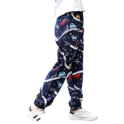ジョガーパンツ ジョグパンツ 子供服 キッズ ジュニア ロングパンツ 長ズボン 裾絞り パンツ 総柄 プリント 裾リブ ウエストゴム サルエル 楽ちん 子供用 こども用 子ども用 男の子 女の子 男児 女児 カジュアル ボトムス