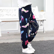 ジョガーパンツ ジョグパンツ 子供服 キッズ ジュニア ロングパンツ 長ズボン 裾絞り パンツ 総柄 プリント 裾リブ ウエストゴム サルエル 楽ちん 子供用 こども用 子ども用 男の子 女の子 男児 女児 カジュアル ボトムス