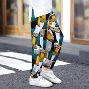 ジョガーパンツ ジョグパンツ 子供服 キッズ ジュニア ロングパンツ 長ズボン 裾絞り パンツ 総柄 プリント 裾リブ ウエストゴム サルエル 楽ちん 子供用 こども用 子ども用 男の子 女の子 男児 女児 カジュアル ボトムス