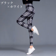 レギンスパンツ レギパン レディース ボトムス 九分丈 アンクル丈 ロングパンツ スキニー ウエストゴム 長ズボン チェック柄 婦人服 女性用 9分丈 スリム フィット感 普段着 デイリー 外出 お出掛け ヨガ フィットネス 運動