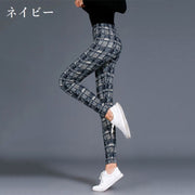 レギンスパンツ レギパン レディース ボトムス 九分丈 アンクル丈 ロングパンツ スキニー ウエストゴム 長ズボン チェック柄 婦人服 女性用 9分丈 スリム フィット感 普段着 デイリー 外出 お出掛け ヨガ フィットネス 運動