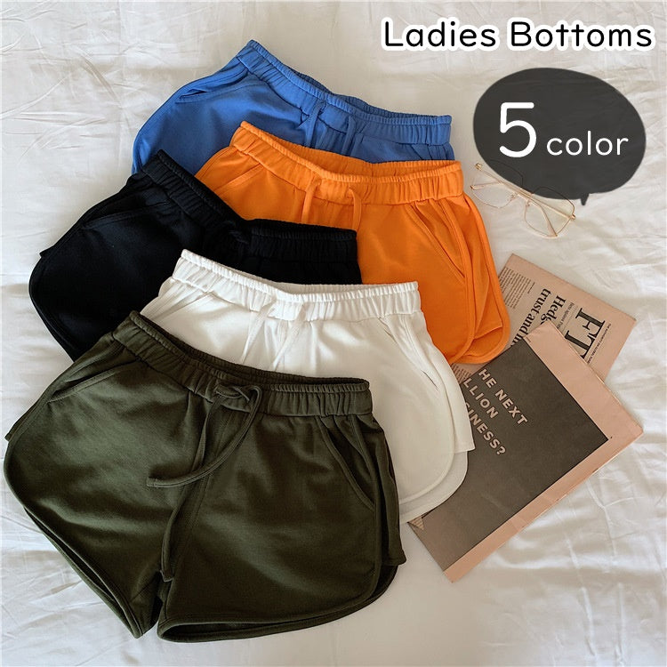 ショートパンツ ショーパン 短パン 半ズボン ルームウェア 部屋着 レディース 女性 ボトムス ゴムウエスト ウエスト紐 ポケット付き 2XL 無地 ブラック ホワイト ブルー シンプル カジュアル 可愛い キュート ガーリー スポーティ おしゃれ 春 夏