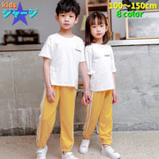 ジャージ ロングパンツ キッズ ジュニア 子供用 子ども 男の子 女の子 男児 女児 長ズボン 2本ライン 裾ゴム ウエストゴム 通気性 カラバリ豊富