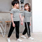 ジャージ ロングパンツ キッズ ジュニア 子供用 子ども 男の子 女の子 男児 女児 長ズボン 2本ライン 裾ゴム ウエストゴム 通気性 カラバリ豊富