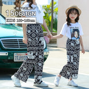 ロングパンツ 長ズボン キッズ ジュニア 子供服 男女兼用 ワイドパンツ リンクコーデ 親子お揃い 無地 単色 シンプル ボトムス かわいい おしゃれ
