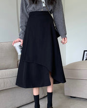 スカート 膝下丈 ミモレ丈 ロング丈 レディース 女性 婦人 大きいサイズ フレアスカート ロング丈 ボトムス スリット入り ハイウエスト 単色 無地 Aライン きれいめ おしゃれ かわいい カジュアル シンプル シック お出かけ 通勤 ゆったり 着回し ヘビロテ 黒 春 秋 夏 冬