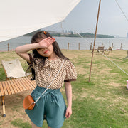 ショートパンツ キュロットスカート 半ズボン キッズ 子供服 女の子 ボトムス 無地 ウエスト紐 リボン ウエストゴム かわいい おしゃれ お出かけ カジュアル 普段着 遊び着 通学 女児 白 緑 カーキ 90 100 110 120 130 140