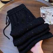 ロングパンツ セミワイドパンツ 長ズボン レディース ボトムス イージーパンツ ラメ キラキラ ウエストゴム 婦人服 女性用 大きいサイズあり カジュアル 楽ちん 普段着 お出掛け 部屋着 ルームウェア S M L XL 2XL 3XL