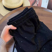 ロングパンツ セミワイドパンツ 長ズボン レディース ボトムス イージーパンツ ラメ キラキラ ウエストゴム 婦人服 女性用 大きいサイズあり カジュアル 楽ちん 普段着 お出掛け 部屋着 ルームウェア S M L XL 2XL 3XL