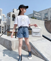 ショートパンツ キッズ 女の子 短パン ショーパン ハーフパンツ ショート丈 ウエストゴム デニムパンツ かわいい おしゃれ シンプル カジュアル