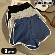 ショートパンツ 短パン 部屋着 ルームウェア レディース 女性 ボトムス ゴムウエスト ショート丈 ミニ丈 ポケット付き サイドライン ブラック グレー ブルー シンプル カジュアル スポーティ ラフ 可愛い キュート おしゃれ 春 夏