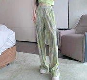 ロングパンツ ワイドパンツ 長ズボン レディース 女性用 ボトムス ウエストゴム カラフル イージーパンツ 柄あり 柄入り カジュアル 普段使い デイリー お出かけ おしゃれ