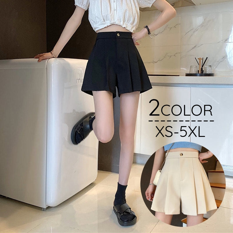 キュロット ショートパンツ キュロットパンツ レディース 女性 婦人服 ボトムス プリーツ ハーフパンツ プリーツスカート風 無地 単色 シンプル おしゃれ かわいい 大きいサイズ ブラック 黒  女の子 ガーリー 着回し 20代 10代 春 秋 夏 冬 30代 40代