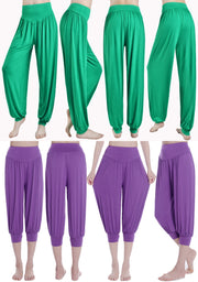 ヨガパンツ レディース ヨガウェア ハーレムパンツ サルエル ロング 10分丈 7分丈 無地 ピラティス フィットネス ダンス ルームウェア ゆったり スポーツ エクササイズ 部屋着 アラジン 長ズボン おしゃれ かわいい シンプル カジュアル ウエストゴム 裾ゴム 女性 ブラック パープル ローズ レッド ホワイト グレー ブルー グリーン