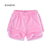 子供用 ショートパンツ ホットパンツ 短パン パンツ ボトムス スウェット ウエストゴム ウエスト紐 運動着 部屋着 パジャマ ルームウェア ルームウエア カジュアル シンプル 無地 単色 ソリッドカラー キッズ 男の子 男児 女の子 女児 子