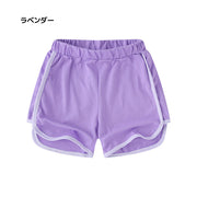 子供用 ショートパンツ ホットパンツ 短パン パンツ ボトムス スウェット ウエストゴム ウエスト紐 運動着 部屋着 パジャマ ルームウェア ルームウエア カジュアル シンプル 無地 単色 ソリッドカラー キッズ 男の子 男児 女の子 女児 子