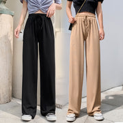 ロングパンツ ワイドパンツ レディース 女性用 ボトムス 無地 長ズボン リブ ウエストゴム 紐 ゆったり 定番 シンプル おしゃれ カジュアル デイリー お出かけ 旅行 ルームウェア 部屋着 女の子 婦人服