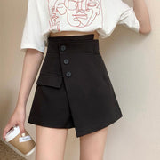 キュロットパンツ レディース ラップスカート風 ショートパンツ ミニ丈 ミニスカ風 巻きスカート風 大きいサイズあり ショーパン ラップキュロット スカパン スカートパンツ 無地 単色 シンプル おしゃれ かわいい セクシー ヘルシー 脚長 脚見せ 黒 ブラック 夏 春 夏服 春服 秋 冬