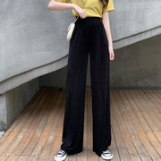 ワイドパンツ セルフカット リラックス ロングパンツ レディース カットオフ 切りっぱなし 裾カット リブパンツ ゆったり 体型カバー 美脚 ストレート ウエストゴム 薄手 無地カジュアル 春夏秋