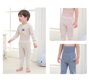 ロングパンツ 腹巻付きパンツ パジャマズボン 長ズボン ルームウェア 子供用 キッズ ベビー 男の子 女の子 ボトムス はらまき ハイウェスト 無地 ボーダー柄 リボン柄 星 アニマル 寝冷え防止 洗い替え