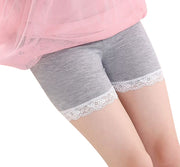 ハーフパンツ 短パン ショーツ 重ね着 キッズ 子供 女の子 レディース レース付き 部屋着る 薄手 オールシーズン 春夏秋冬