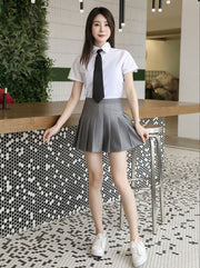 プリーツスカート ミニスカート インナーパンツ付き レディース 女性 ボトムス ミニ丈 ハイウエスト Aライン ファスナー 大きいサイズあり ショート丈 制服 女子高生 コスプレ 仮装 お出掛け