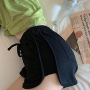 ショートパンツ 短パン レディース ボトムス 大きいサイズ 女性 婦人用 スポーティー フィットネス スポーツ ルームウェア 普段使い カジュアル ウエストゴム 紐 サイドポケット シンプル 単色 無地