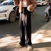 リブニットパンツ セミワイドパンツ ニット ニットパンツ レディース ボトムス ロングパンツ フルレングス ワイドパンツ リブ ドローストリング