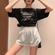 ショートパンツ レディース 婦人 ボトムス 短パン ショート丈 ライン入り ウエストゴム ホットパンツ 無地 ホワイト ブラック シンプル カジュアル かわいい スポーティ 普段着 運動 フィットネス